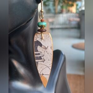 SMALL SPEAR Artisan Paper earings  @ 1/2" wide